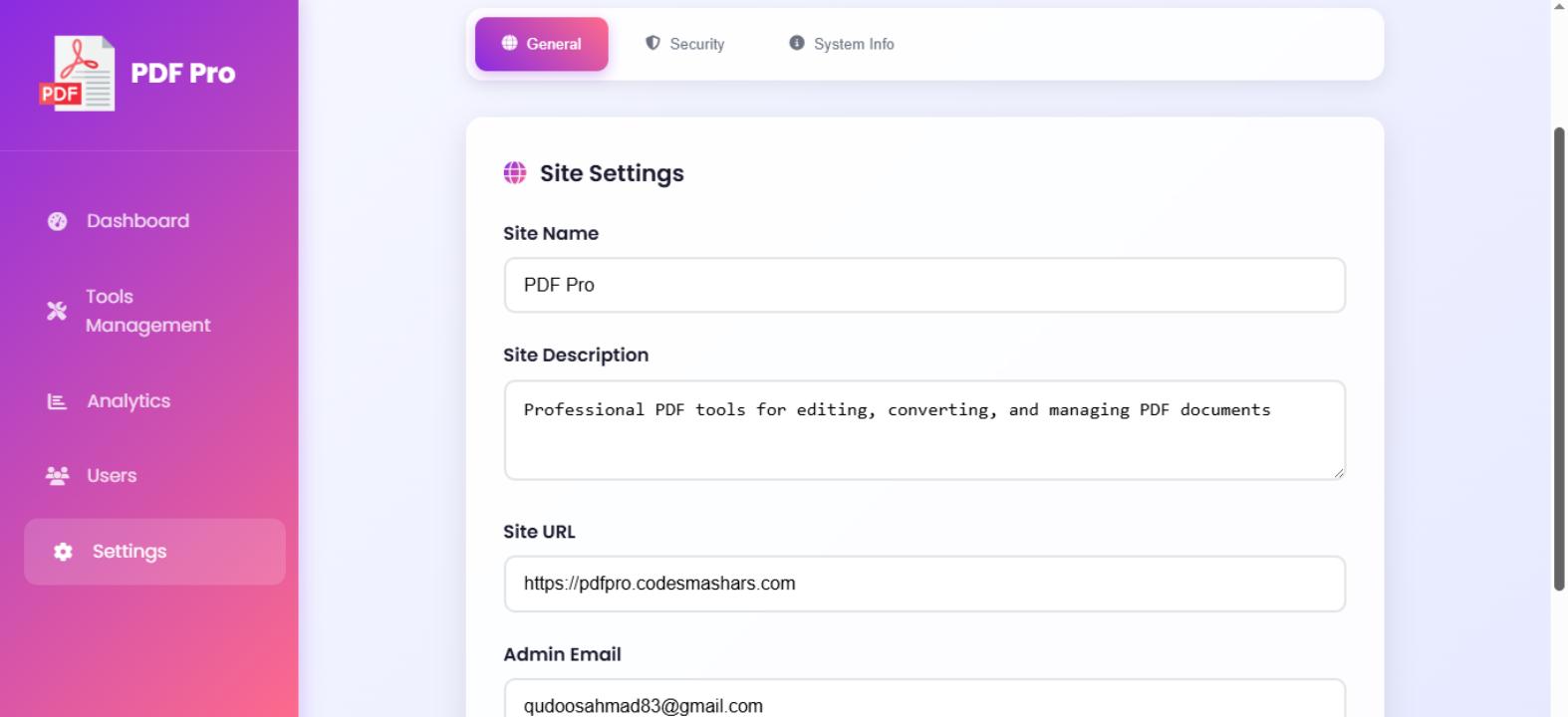Settings Panel